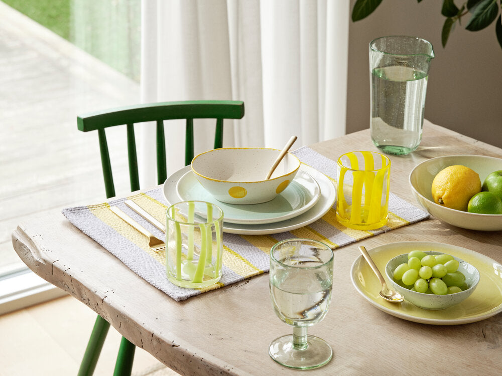 Dækkeserviet, blå/gul - 32x48 cm.